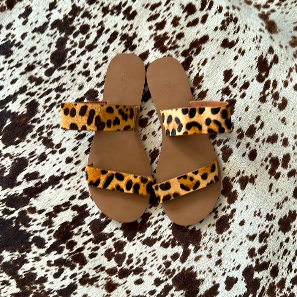 J. Crew Leopard Pony hair Sandals Size 6